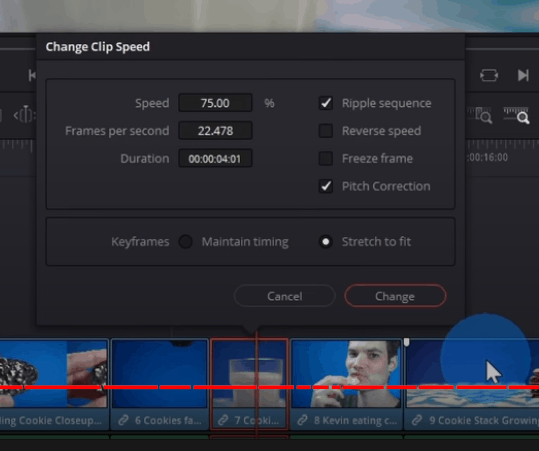 Da Vinci Resolve 17 Change Speed And Ripple The Sequence