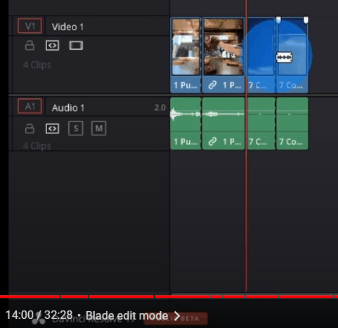 Da Vinci Resolve 17 Slice The Clip With The Blade Edit Mode